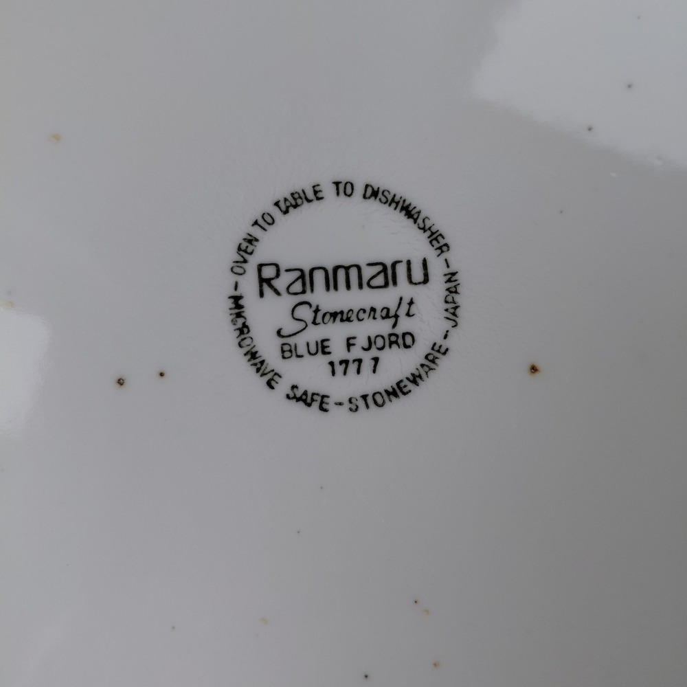 4 Ranmaru Dinner Plates Heavy Stonecraft BLUE F JORD #1777 Floral Vine Speckled - Picture 9 of 10